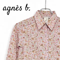 agnes b. アニエスベー ペイズリー 総柄 長袖 シャツ 36 S ライトパープル 日本製 綿100% ボタニカル ブラウス フレンチカジュアル アニエスベーサンライズ 希少 レトロ ヴィンテージ 391KJ