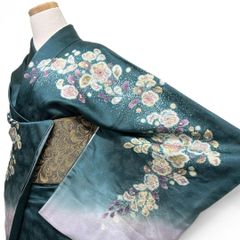 美品】正絹 辻ヶ花 振袖フルセット ターコイズブルー 桜 成人式 - メルカリ