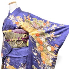 美品 正絹 京友禅振袖3点セット 身丈170 裄70 紫 金彩 古典柄 - メルカリ