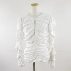 ザラ ZARA カットソー シャーリング 長袖 ストレッチ 白 L *A33