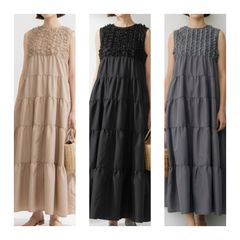 タグ付✨ANDREA&Co. 水彩アートティアードワンピース ホワイト F