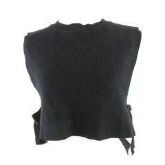 ブージュルード Bou Jeloud リブニットベスト ジレ ショート丈 黒 F *A447