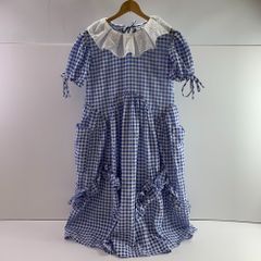 Emily Temple ブルー☆チェック柄 半袖フリルワンピース 140センチ