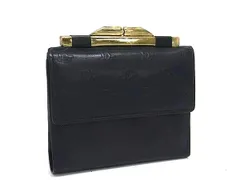 ChristianDior クリスチャンディオール ヴィンテージ レザー 三つ折り 財布 ウォレット 小銭入れ 札入れ ブラック系 DM7190