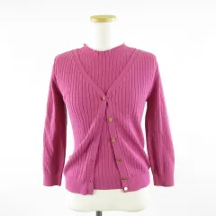 アプワイザーリッシェ Apuweiser-riche アンサンブルニット カーディガン 七分袖 ノースリーブ ピンク 2 *A134