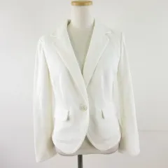 ストロベリーフィールズ STRAWBERRY-FIELDS テーラードジャケット 長袖 オフホワイト 白 *T925