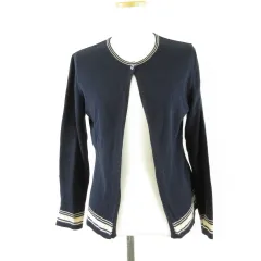 バーニーズニューヨーク BARNEYS NEW YORK ニットカーディガン 長袖 紺 *T556のサムネイル