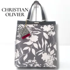 CHRISTIAN OLIVIER クリスチャンオリビエ ボタニカルプリント トートバッグ ハンドバッグ 撥水 グレー系 多収納 新品タグ付き レディース 6A007のサムネイル