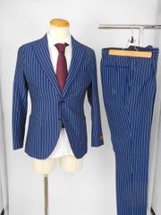 トゥモローランド 最高級スーツ 上下 パルマ 伊製 ネイビー ストライプ