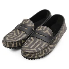 SALE【美品】GUCCI グッチ ドライビングシューズ サイズ 7.5 メンズ シグネチャー ロゴ GGスプリーム カレイド ペニーローファー スリッポン シューズ 革靴 箱・袋付属 ブラック ベージュ 黒 イタリア製