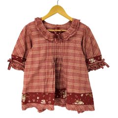【美品】ピンクハウス 赤系チェック ピンタック ピコフリル使い ブラウス 美品】ピンクハウス 赤系チェック ピンタック ピコフリル使い ブラウス