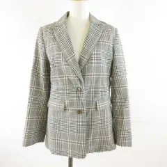 テチチ Te chichi テーラードジャケット 長袖 チェック グレー オフホワイト M *T61