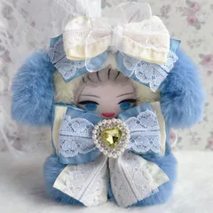 【1026】ぬい服　おすわりぬい服　10cm にじぱぺっと　垂れ耳　犬　青　黄色