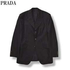プラダ テーラードジャケット グレー ストライプ 現行タグ カシミヤ混