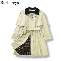 【希少】 90sヴィンテージ バーバリー Burberrys ケープ付き 裏地ノバチェック柄 ステンカラーコート ウールライナー付き 2枚襟 バルマカーンコート 7AR ベージュ レディース ♪