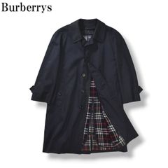 BURBERRY 現行タグ チェック ステンカラーコート サイズ52 ネイビー 