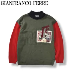 90sヴィンテージ イタリア製 ジャンフランコ フェレ GIANFRANCO FERRE JEANS モックネック ジャポニズム デザイン アクリル ウール ニット セーター デザイナーズ アーカイブ 漢字 M メンズのサムネイル