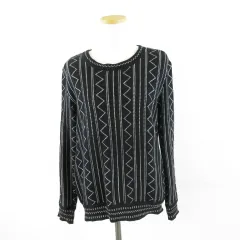 ピエールカルダン Pierre Cardin ニット ストライプ 長袖 黒 白 42 *A738