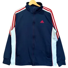 アディダス トラックジャケット 紺×白×赤 刺繍ロゴ 00s 古着 ジャージ L CLIMALITE adidas トレーニングウェア フルジップ ラインデザイン スポーツ MIX ストリート Y2K ビンテージ / MS406