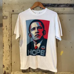 バラク・オバマ　オバマ大統領　アメリカ　ホワイト　政治　Tシャツ　GILDAN　古着　Mサイズ