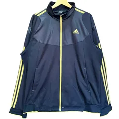 アディダス トラックジャケット ジャージ 2XO 黒 黄色 CLIMALITE adidas 古着 メンズ ビッグサイズ オーバーサイズ ゆるだぼ スポーツウェア トレーニングウェア ロゴ刺繍 3ストライプ ブラック / MS407