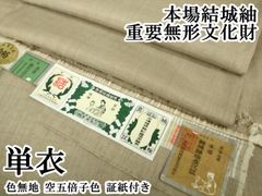 逸品】重要無形文化財 本場結城紬 1疋24m キングサイズ 14㎝幅 杢 