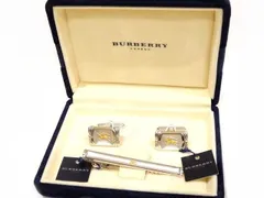 未使用 Burberry バーバリー ネクタイピン カフスボタン セット ■ シルバーカラー メンズ アクセサリー ヴィンテージ □８C