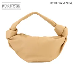 新品同様 ボッテガ ヴェネタ BOTTEGA VENETA ダブルノット ハンド バッグ レザー ベージュ 629635 ゴールド 金具 90316223