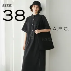 A.P.C.アーペーセー コットン製 配色ステッチ オーバーサイズ バンドカラー シャツワンピース 38(M) 黒ブラック 【古着】【中古】【送料無料】