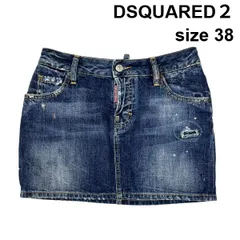 □ ディースクエアード DSQUARED２ デニムスカート ミニ丈 ダメージ加工 ブルー コットン 38 M 9号 レディース S6D100のサムネイル