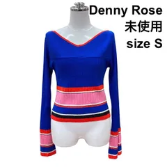 ◇ 未使用 デニーローズ Denny Rose ニットカットソー 長袖 Vネック セーター ボーダー タグ付き ブルー他 S 7号 レディース Z6B508のサムネイル
