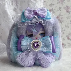 【1029】ぬい服　おすわりぬい服　10cm にじぱぺっと　垂れ耳うさぎ　水色　紫