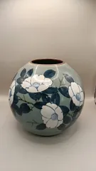 【九谷焼】花瓶 旭山作 椿文 壺 花器 木箱なし