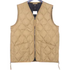 TAION ミリタリー Vネックジップダウンベスト XLサイズ ベージュ TAION-001ZML-1