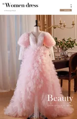 ピンク ロングドレス レディース 深Vネック 編み上げ ハイウエスト見え エレガント 華やか 前撮り フォトウェディング 発表会 演奏会 パーティー用 ドレス ワンピース 高級感 フェミニン きれいめ 体型カバー ロング丈 プリンセスライン 映える お呼ばれ