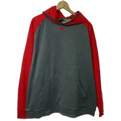 【中古】　UNDER ARMOUR　パーカー　プルオーバー　トップス　裏起毛　バイカラー　無地　ワンポイント　刺しゅう　オーバーサイズ　スポーツウェア　古着　/7072
