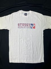 希少】ステューシー アーチロゴ Tシャツ L 生成り 紺タグ STUSSY