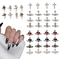 ハート 惑星 パール ネイルパーツ クロス ネイルストーン 立体 3D ネイルアート DFsucces ジュエリーパーツ DIY クラフトアクセサリー (32個セット)