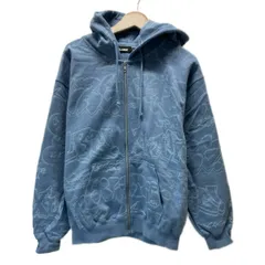 【中古】　X-LARGE　ジップアップパーカー　フーディ　フード　裏毛　総柄　ブランドロゴ　刺しゅう　ストリート　古着　/1582