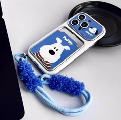 犬デザイン iPhoneケース iPhone17 / 16 Pro / 15 Pro / 14 / 13 Pro Max 対応 カード収納付き ストラップ付き スマホケース