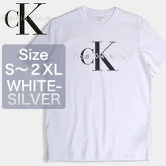 Calvin Klein Jeans カルバンクラインジーンズ  Tシャツ メンズ レディース 半袖 Tシャツ モノグラム ロゴ プリント 40BC839  WHITE-SILVER ホワイトシルバー 各サイズあり【新品・正規品】