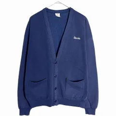 90年代 USA製 JERZEES ジャージーズ スウェットカーディガン ネイビー(メンズ)中古 古着 X7400のサムネイル