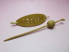 柘植 珠かんざし と バレッタ