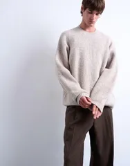トップマン メンズ アウター ニット・セーター オーバーサイズフィット クルーネック セーター Topman oversized fit crew neck sweater in stone STONE ストーン