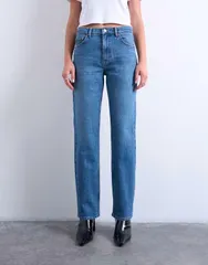 トップショップ レディース ボトムス デニムパンツ ヴィンテージ ストレート ジーンズ Topshop Orson mid rise comfort straight leg jeans in vintage Blue ブルー