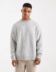 エイソス メンズ アウター ニット・セーター ASOS DESIGN oversized knit sweater Gray グレーのサムネイル