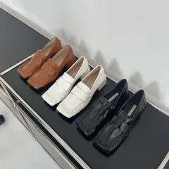 【在庫処分SALE】ローファー スクエアトゥ チャンキーヒール スリッポン カジュアル 履きやすい LCS-2201-007