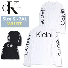 Calvin Klein Jeans カルバンクラインジーンズ 長袖Tシャツ メンズ レディース ロングTシャツ 袖ロゴ カットソー モノグラム ロゴ プリントTシャツ 40DC812 綿100% WHITE ホワイト 各サイズあり【新品・正規品】
