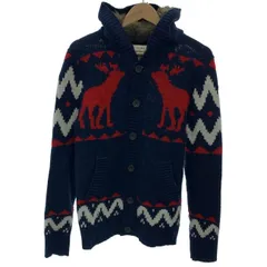 【中古】　Abercrombie & Fitch　カーディガン　ニットパーカー　フルボタン　総柄　ノルディック　アメカジ　古着　/1585