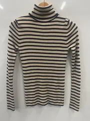 ピD208⚫︎UNIQLO⚫︎ユニクロ⚫︎ニット⚫︎タートルネック⚫︎ボーダー柄⚫︎毛100%⚫︎size 11⚫︎黒×ベージュ